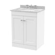[BFCL125GR3] Swynnerton Traditional 2 Door Floor Standing Vanity Unit with Marble Basin, Satin White, 600mm - Cutout