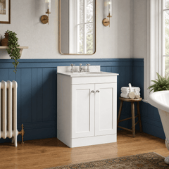 [BFCL125GR3] Swynnerton Traditional 2 Door Floor Standing Vanity Basin Unit with 3 Tap Hole Grey Marble Top Basin, Choice of Size and Colour