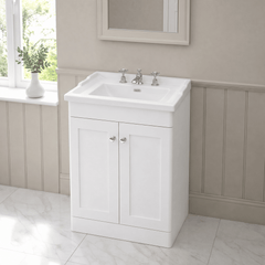 [BFCL125G] Swynnerton Traditional 2 Door Floor Standing Vanity Basin Unit with 3 Tap Hole Traditional Ceramic Basin, Choice of Size and Colour