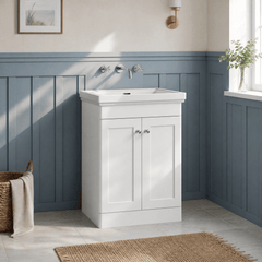 [BFCL125H] Swynnerton Traditional 2 Door Floor Standing Vanity Unit with 0 Tap Hole Traditional Fireclay Basin, Choice of Size and Colour