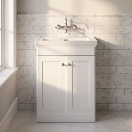 [BFCL125H] Swynnerton Traditional 2 Door Floor Standing Vanity Unit with 0 Tap Hole Traditional Fireclay Basin, Choice of Size and Colour - Silo