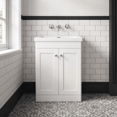 [BFCL125K] Swynnerton Traditional 2 Door Floor Standing Vanity Basin Unit with 0 Tap Hole Modern Fireclay Basin, Choice of Size and Colour
