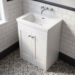 [BFCL125K] Swynnerton Traditional 2 Door Floor Standing Vanity Basin Unit with 0 Tap Hole Modern Fireclay Basin, Choice of Size and Colour