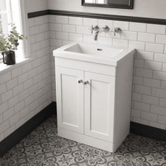 [BFCL125K] Swynnerton Traditional 2 Door Floor Standing Vanity Basin Unit with 0 Tap Hole Modern Fireclay Basin, Choice of Size and Colour