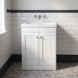 [BFCL125K] Swynnerton Traditional 2 Door Floor Standing Vanity Basin Unit with 0 Tap Hole Modern Fireclay Basin, Choice of Size and Colour - Silo