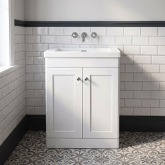 [BFCL125K] Swynnerton Traditional 2 Door Floor Standing Vanity Basin Unit with 0 Tap Hole Modern Fireclay Basin, Choice of Size and Colour - Silo
