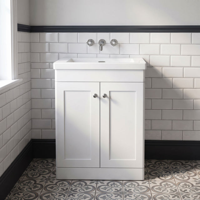 [BFCL125K] Swynnerton Traditional 2 Door Floor Standing Vanity Basin Unit with 0 Tap Hole Modern Fireclay Basin, Choice of Size and Colour - Silo