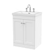 [BFCL125M] Swynnerton Traditional 2 Door Floor Standing Vanity Unit with Fireclay Basin, Satin White, 600mm - Cutout