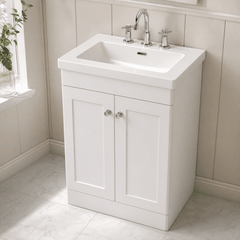 [BFCL125M] Swynnerton Traditional 2 Door Floor Standing Vanity Basin Unit with 3 Tap Hole Modern Fireclay Basin, Choice of Size and Colour