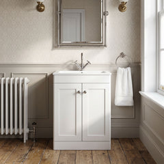 [BFCL125P] Swynnerton Traditional 2 Door Floor Standing Vanity Basin Unit with 1 Tap Hole Stone Basin, Choice of Size and Colour