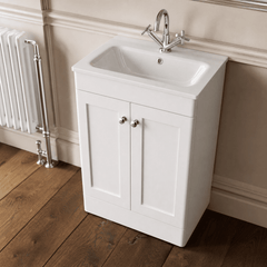 [BFCL125P] Swynnerton Traditional 2 Door Floor Standing Vanity Basin Unit with 1 Tap Hole Stone Basin, Choice of Size and Colour