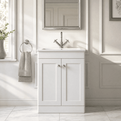 [BFCL125P] Swynnerton Traditional 2 Door Floor Standing Vanity Basin Unit with 1 Tap Hole Stone Basin, Choice of Size and Colour - Silo