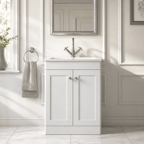 [BFCL125P] Swynnerton Traditional 2 Door Floor Standing Vanity Basin Unit with 1 Tap Hole Stone Basin, Choice of Size and Colour - Silo