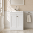 [BFCL125Q] Swynnerton Traditional 2 Door Floor Standing Vanity Basin Unit with 1 Tap Hole Marble Effect Stone Basin, Choice of Size and Colour - Silo