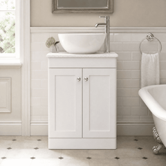 [BFCL125WMT] Swynnerton Traditional 2 Door Floor Standing Vanity Unit with White Marble Worktop, Choice of Size and Colour