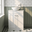 [BFCL125WMT] Swynnerton Traditional 2 Door Floor Standing Vanity Unit with White Marble Worktop, Choice of Size and Colour - Silo