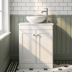 [BFCL125WMT] Swynnerton Traditional 2 Door Floor Standing Vanity Unit with White Marble Worktop, Choice of Size and Colour - Silo