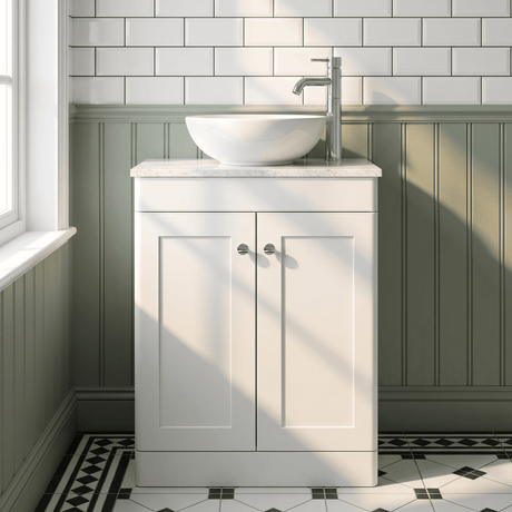 [BFCL125WMT] Swynnerton Traditional 2 Door Floor Standing Vanity Unit with White Marble Worktop, Choice of Size and Colour - Silo