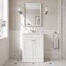 [BFCL125WR1] Swynnerton Traditional 2 Door Floor Standing Vanity Basin Unit with 1 Tap Hole White Marble Worktop and Basin, Choice of Size and Colour - Silo