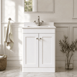 [BFCL125WS1] Swynnerton Traditional 2 Door Floor Standing Vanity Basin Unit with 1 Tap Hole White Marble Worktop and Square Basin, Choice of Size and Colour - Silo