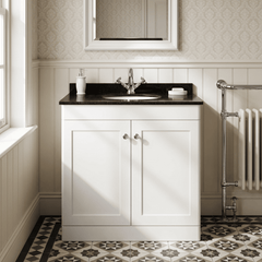 [BFCL126BR1] Swynnerton Traditional 2 Door Floor Standing Vanity Unit with Black Marble Worktop and 1 Tap Hole Basin, Choice of Size and Colour