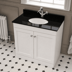 [BFCL126BR1] Swynnerton Traditional 2 Door Floor Standing Vanity Unit with Black Marble Worktop and 1 Tap Hole Basin, Choice of Size and Colour