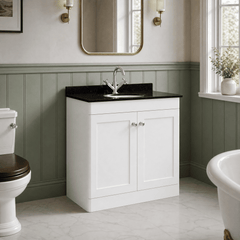 [BFCL126BR1] Swynnerton Traditional 2 Door Floor Standing Vanity Unit with Black Marble Worktop and 1 Tap Hole Basin, Choice of Size and Colour