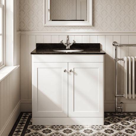 [BFCL126BR1] Swynnerton Traditional 2 Door Floor Standing Vanity Unit with Black Marble Worktop and 1 Tap Hole Basin, Choice of Size and Colour - Silo