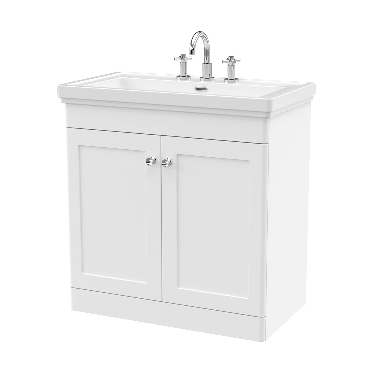 [BFCL126B] Swynnerton Traditional 2 Door Floor Standing Vanity Basin Unit with 3 Tap Hole Traditional Fireclay Basin, Choice of Size and Colour - Cutout