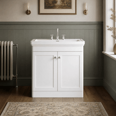 [BFCL126B] Swynnerton Traditional 2 Door Floor Standing Vanity Basin Unit with 3 Tap Hole Traditional Fireclay Basin, Choice of Size and Colour