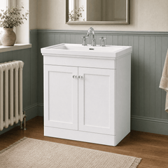 [BFCL126B] Swynnerton Traditional 2 Door Floor Standing Vanity Basin Unit with 3 Tap Hole Traditional Fireclay Basin, Choice of Size and Colour