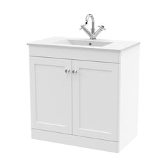 [BFCL126C] Swynnerton Traditional 2 Door Floor Standing Vanity Basin Unit with 1 Tap Hole Minimalist Ceramic Basin, Choice of Size and Colour - Cutout
