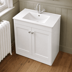 [BFCL126C] Swynnerton Traditional 2 Door Floor Standing Vanity Basin Unit with 1 Tap Hole Minimalist Ceramic Basin, Choice of Size and Colour
