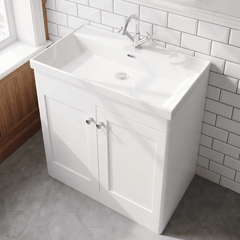 [BFCL126E] Swynnerton Traditional 2 Door Floor Standing Vanity Unit with Thin Edge Basin, Choice of Size and Colour