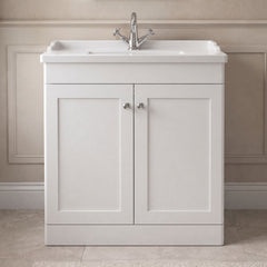 [BFCL126F] Swynnerton Traditional 2 Door Floor Standing Vanity Basin Unit with 1 Tap Hole Traditional Ceramic Basin, Choice of Size and Colour