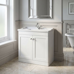 [BFCL126F] Swynnerton Traditional 2 Door Floor Standing Vanity Basin Unit with 1 Tap Hole Traditional Ceramic Basin, Choice of Size and Colour