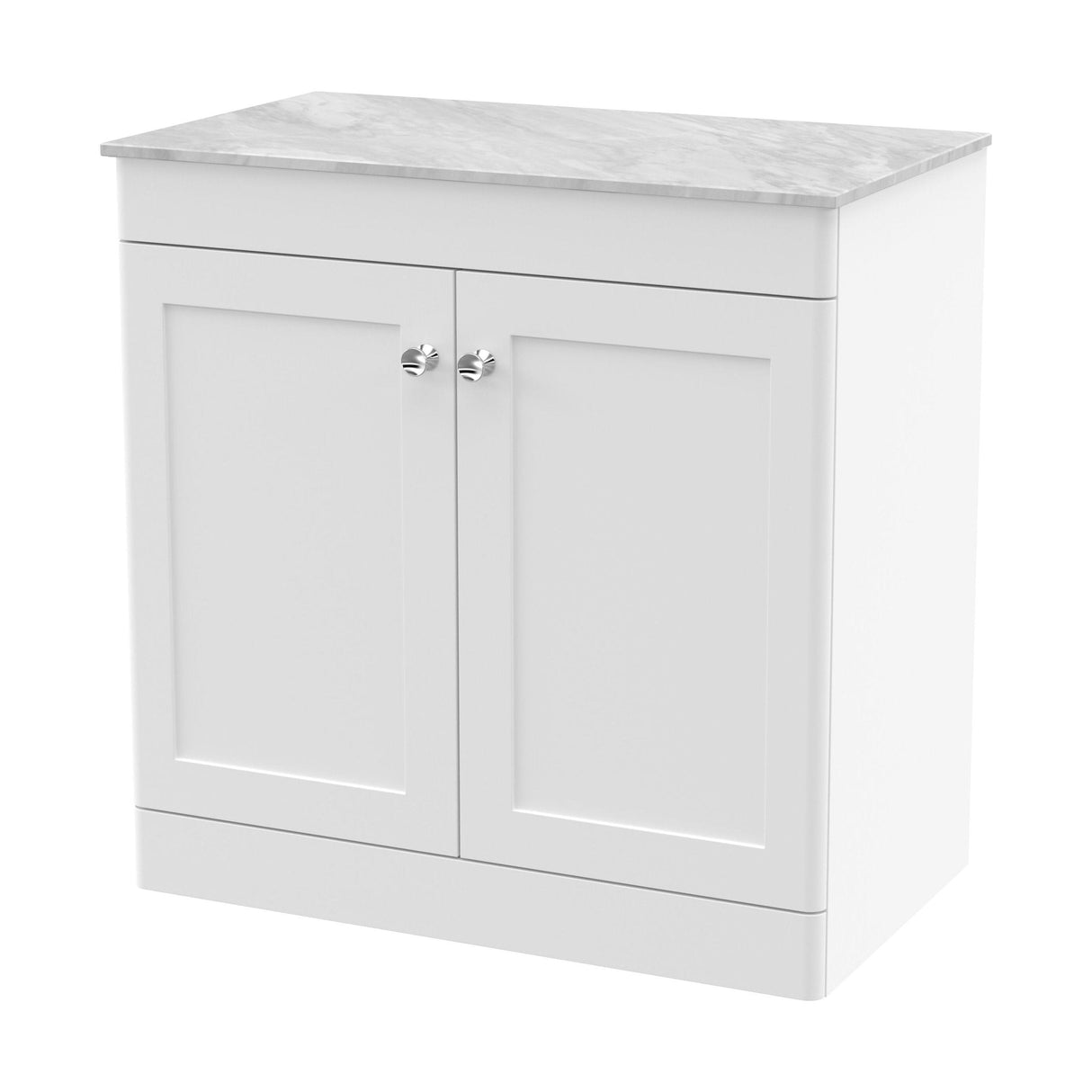 [BFCL126GMT] Swynnerton Traditional 2 Door Floor Standing Vanity Unit with Marble Top, Satin White, 800mm - Cutout