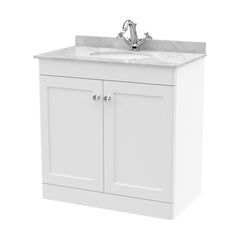 [BFCL126GR1] Swynnerton Traditional 2 Door Floor Standing Vanity Unit with Grey Marble Worktop and 1 Tap Hole Basin, Choice of Size and Colour - Cutout