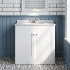 [BFCL126GR1] Swynnerton Traditional 2 Door Floor Standing Vanity Unit with Grey Marble Worktop and 1 Tap Hole Basin, Choice of Size and Colour