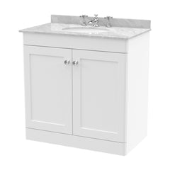 [BFCL126GR3] Swynnerton Traditional 2 Door Floor Standing Vanity Basin Unit with 3 Tap Hole Grey Marble Top Basin, Choice of Size and Colour - Cutout