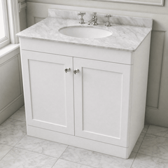 [BFCL126GR3] Swynnerton Traditional 2 Door Floor Standing Vanity Basin Unit with 3 Tap Hole Grey Marble Top Basin, Choice of Size and Colour