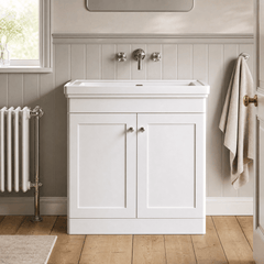 [BFCL126H] Swynnerton Traditional 2 Door Floor Standing Vanity Unit with 0 Tap Hole Traditional Fireclay Basin, Choice of Size and Colour