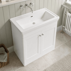[BFCL126H] Swynnerton Traditional 2 Door Floor Standing Vanity Unit with 0 Tap Hole Traditional Fireclay Basin, Choice of Size and Colour