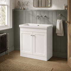 [BFCL126H] Swynnerton Traditional 2 Door Floor Standing Vanity Unit with 0 Tap Hole Traditional Fireclay Basin, Choice of Size and Colour