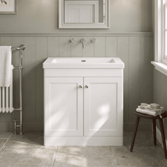 [BFCL126K] Swynnerton Traditional 2 Door Floor Standing Vanity Basin Unit with 0 Tap Hole Modern Fireclay Basin, Choice of Size and Colour