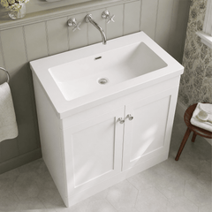 [BFCL126K] Swynnerton Traditional 2 Door Floor Standing Vanity Basin Unit with 0 Tap Hole Modern Fireclay Basin, Choice of Size and Colour