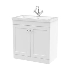 [BFCL126L] Swynnerton Traditional 2 Door Floor Standing Vanity Basin Unit with 1 Tap Hole Modern Fireclay Basin, Choice of Size and Colour - Cutout
