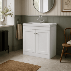 [BFCL126L] Swynnerton Traditional 2 Door Floor Standing Vanity Basin Unit with 1 Tap Hole Modern Fireclay Basin, Choice of Size and Colour