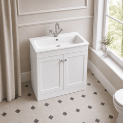 [BFCL126P] Swynnerton Traditional 2 Door Floor Standing Vanity Basin Unit with 1 Tap Hole Stone Basin, Choice of Size and Colour