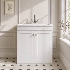 [BFCL126P] Swynnerton Traditional 2 Door Floor Standing Vanity Basin Unit with 1 Tap Hole Stone Basin, Choice of Size and Colour - Silo